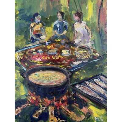 “Picnic in the Forest” – Original Ukrainian Painting by Marina Stognieva